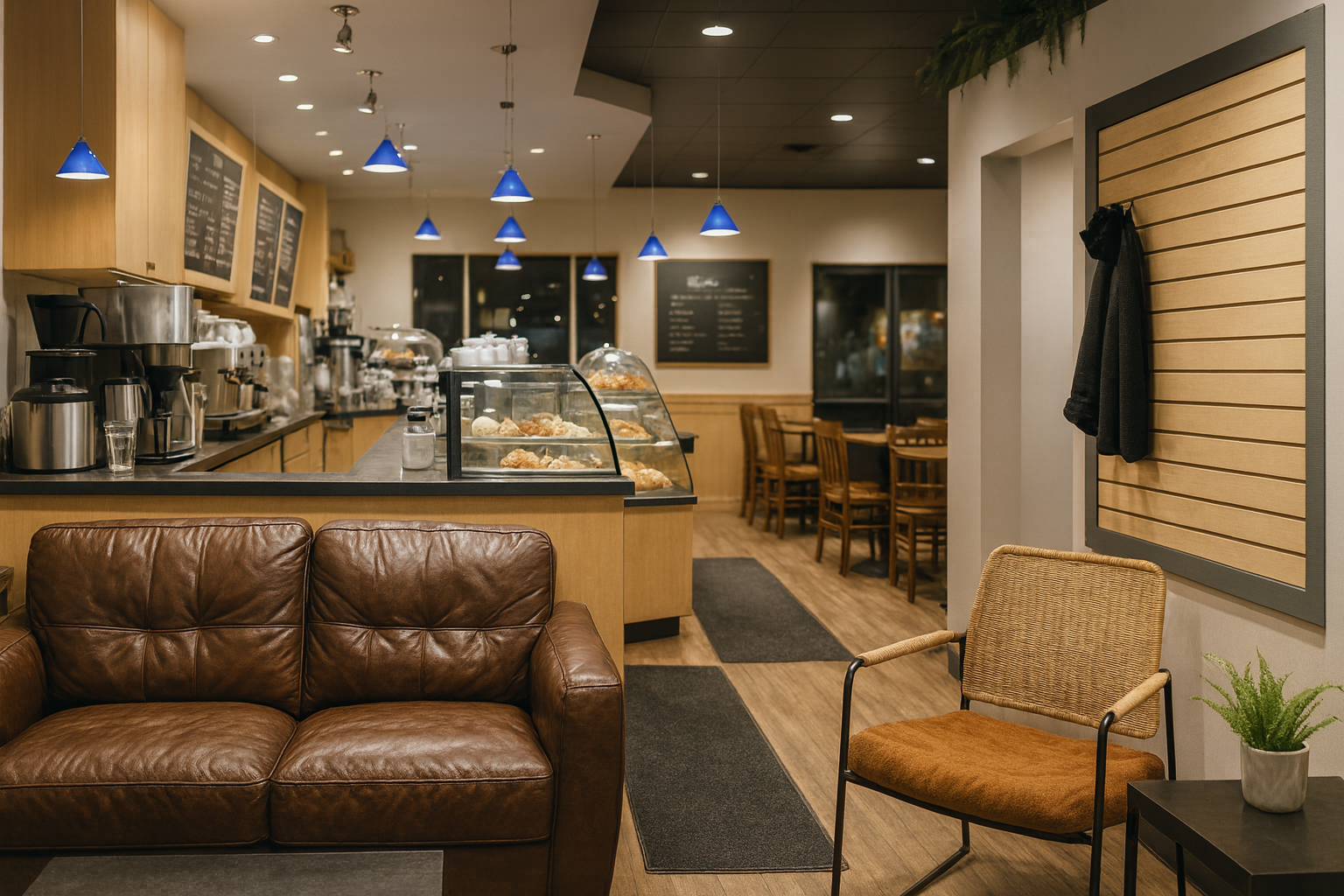 Warm and Welcoming Coffee Shop Interior with Leather Seating and Pastry Counter Delta BC's Best Coffee Shops