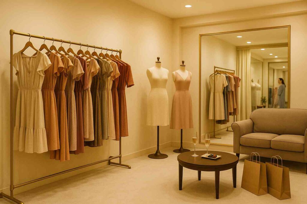 dresses in stylish room health wellness fashion retail | GPS: 49.184412, -122.902491