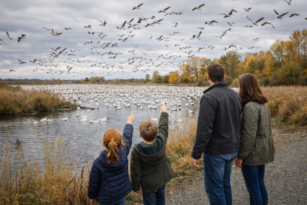 family watching birds at lake health wellness Delta BC Fall Fun Family Activities family-watching-birds-at-lake-health-wellness
