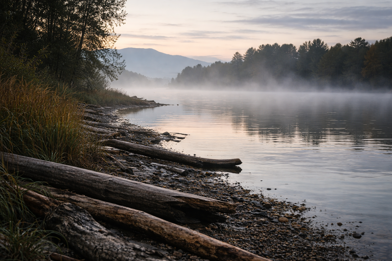 peaceful-river-morning-mist-and-logs-local-business-directory