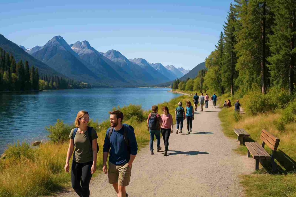 walking along the lake in scenic mountains local business directory | GPS: 49.139317, -122.971347