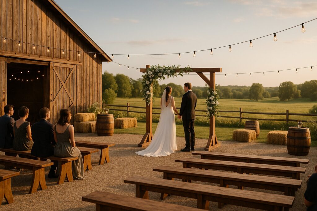 bridal ceremony at barn delta twilight wedding | GPS: 49.119018, -123.037676