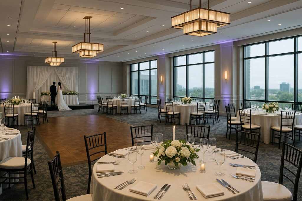 elegant wedding reception at delta hotel venue | GPS: 49.144584, -122.998637