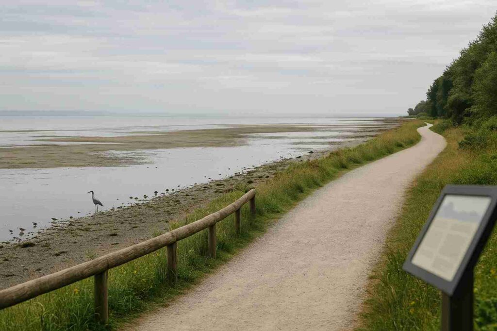 local experiences serene river path with heron Parks In Delta for family outings local experiences serene river path with heron | GPS: 49.178479, -122.911551