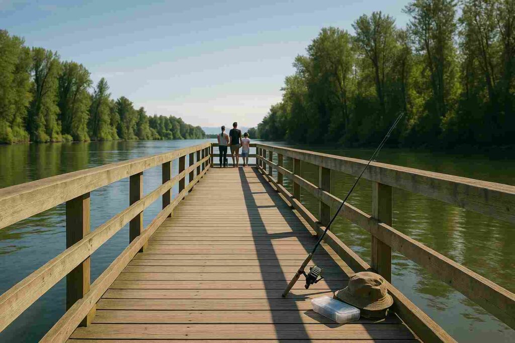 local shopping pier fishing three people relaxing water Parks In Delta for family outings local shopping pier fishing three people relaxing water | GPS: 49.165568, -122.931263