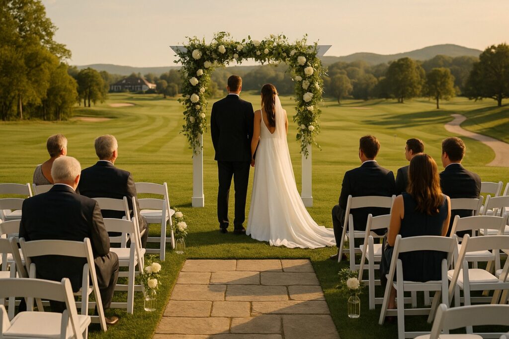 wedding ceremony at golf course local venue | GPS: 49.136441, -123.011071