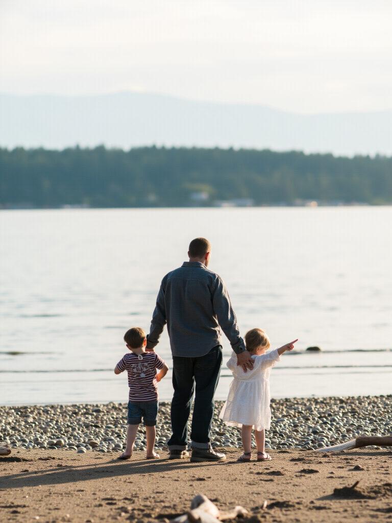 Family at Delta waterfront park, Canada Day
