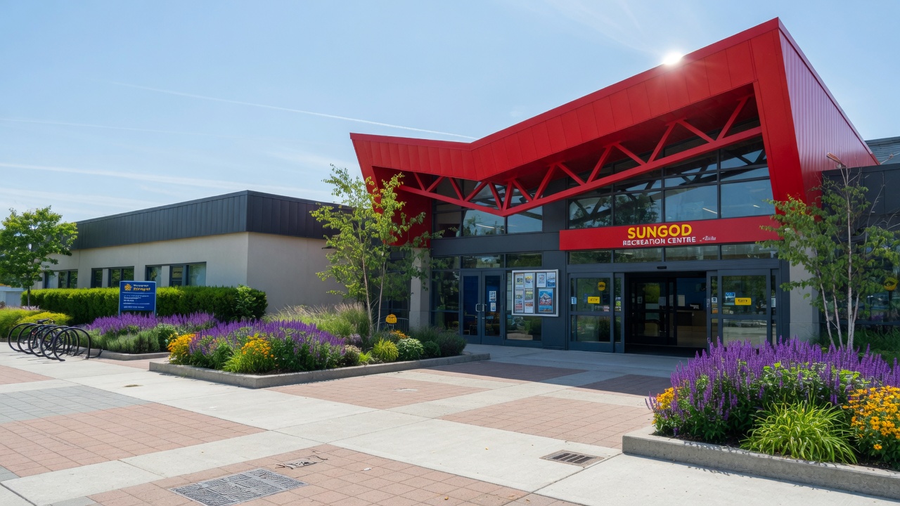 delta sungod entrance Delta's Top 5 Community Centres, Ranked Sungod Recreation Centre entrance with red roof