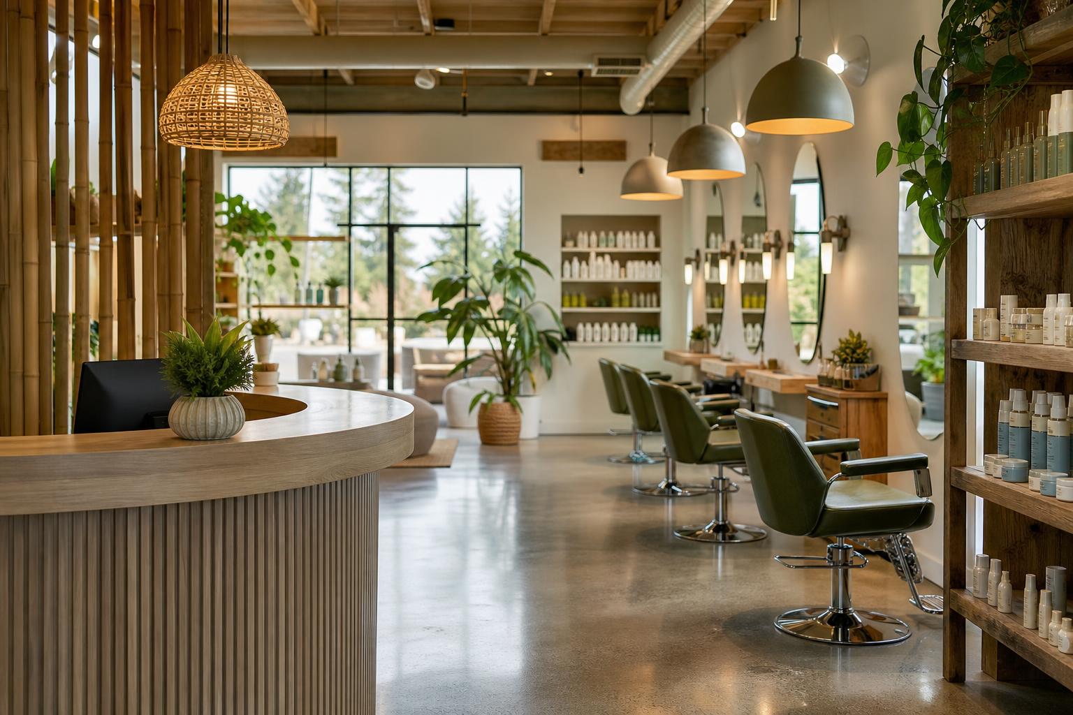 Ravi Hair Salon with cruelty-free product shelves and clean styling stations