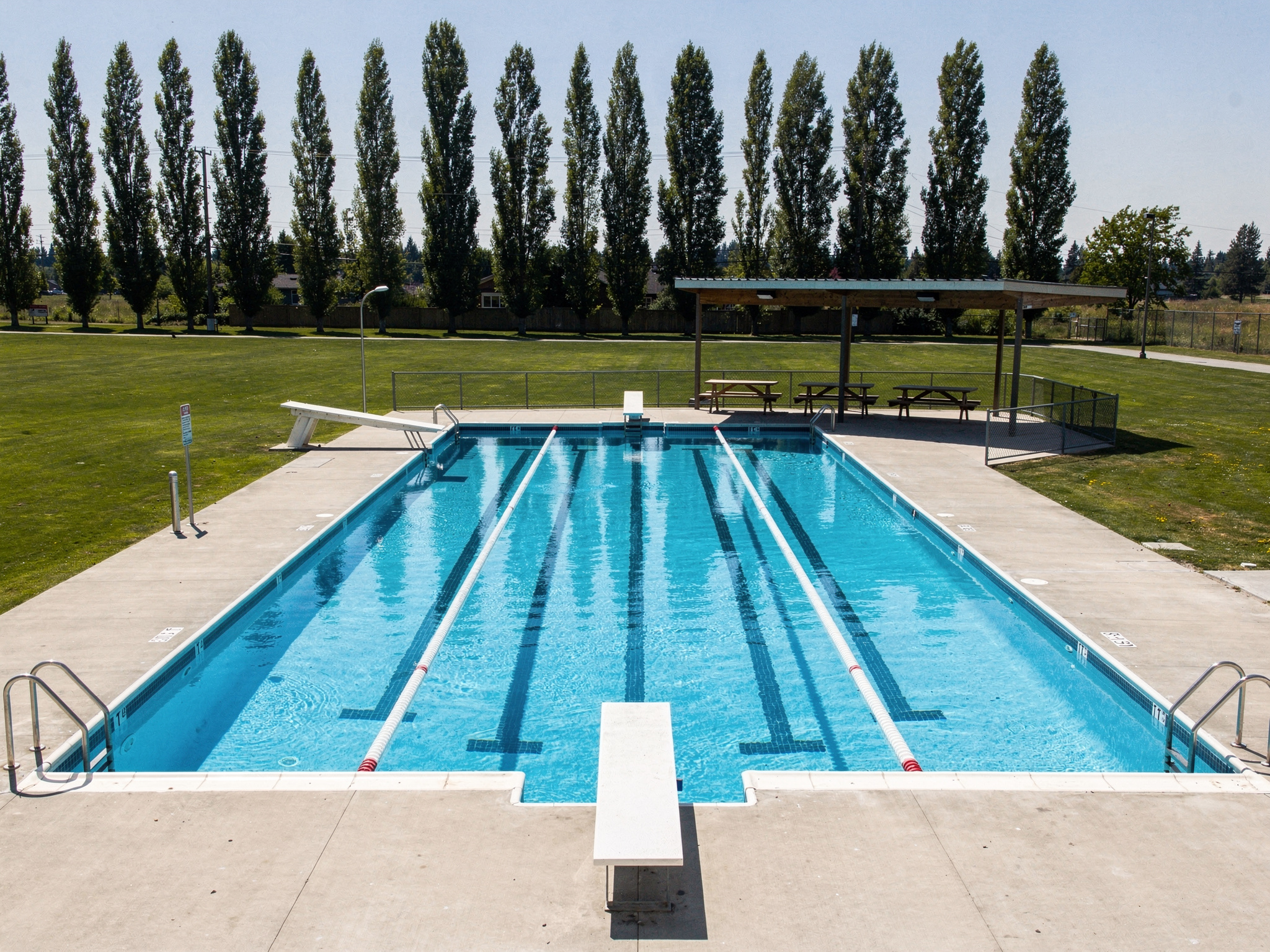 Outdoor community swimming pool at Diefenbaker Park