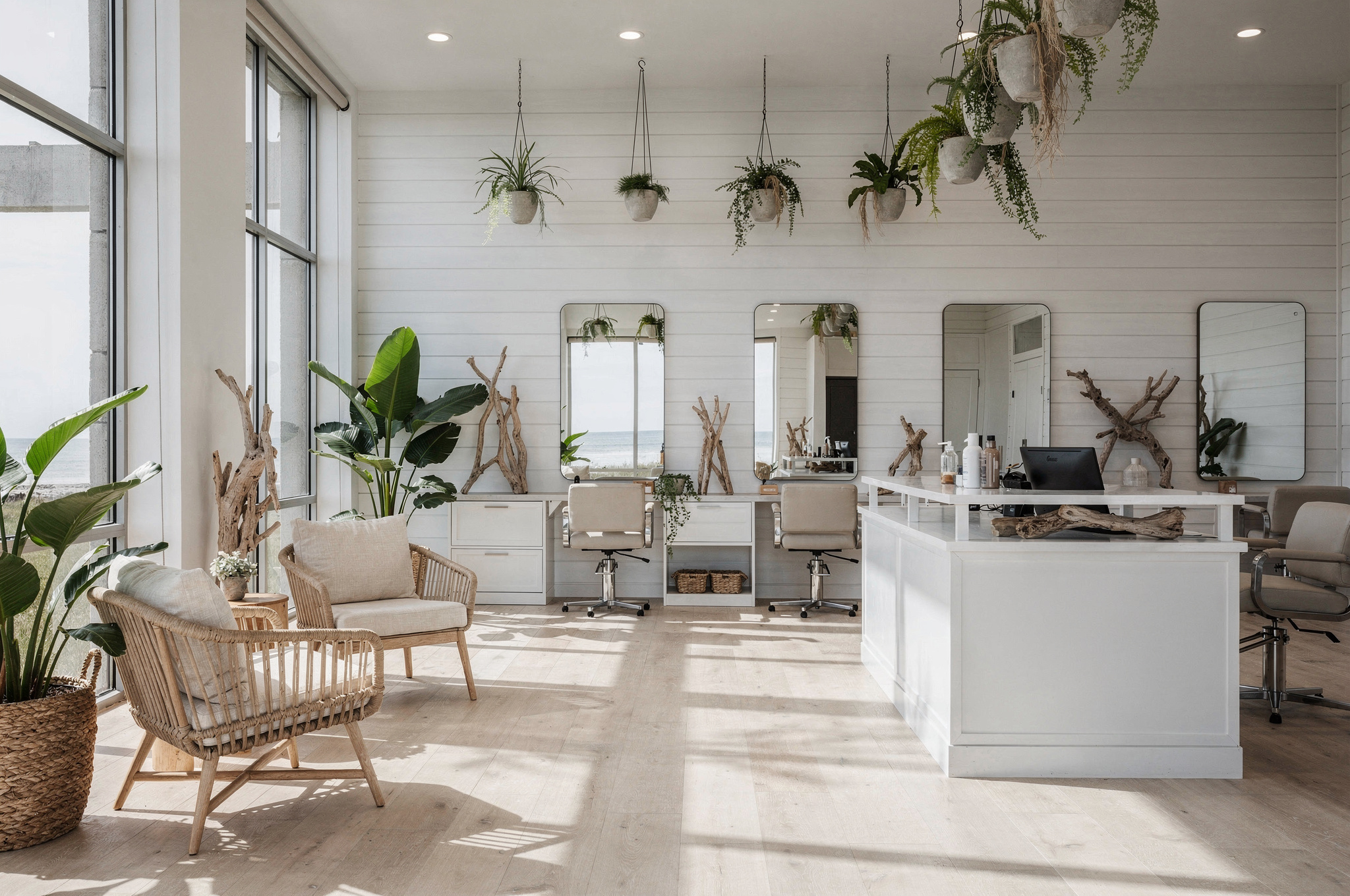 shop4 v2 Top Hair Salons in Delta Tsawwassen Hair Co with relaxed coastal salon decor and bright styling mirrors