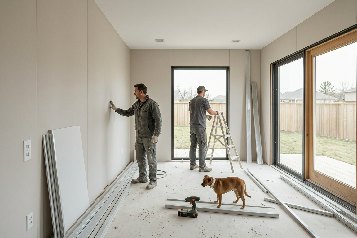 drywall installation local home renovation project | GPS: 49.119207, -123.022942