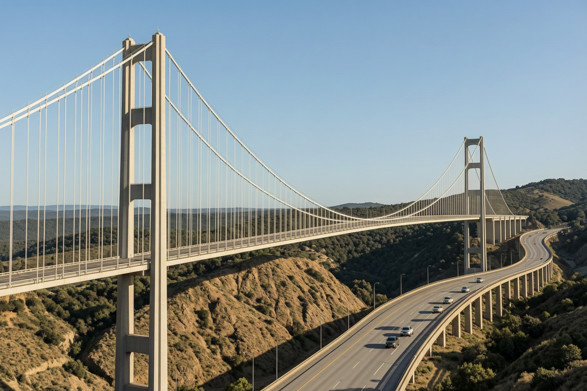 suspension bridge over highway local landscape view | GPS: 49.194960, -122.907264